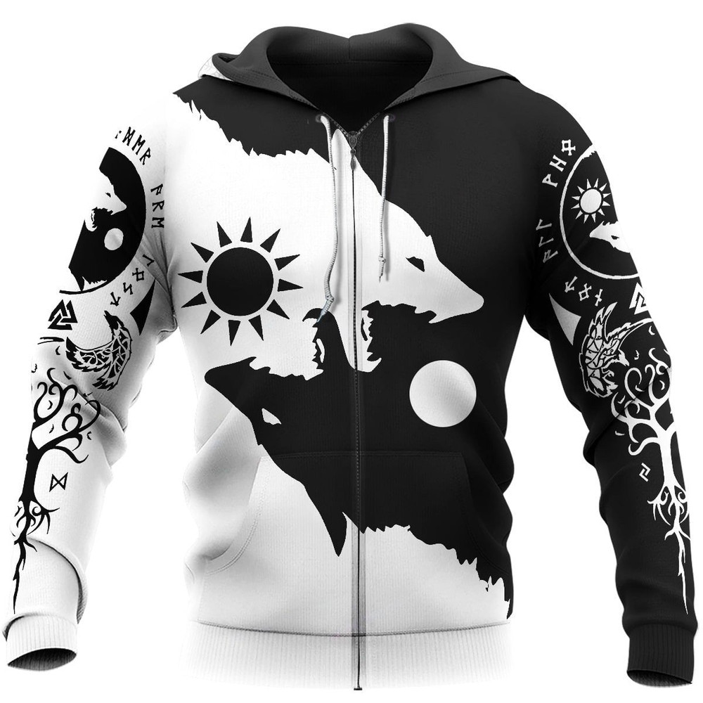 Viking SKOLL AND HATI Hoodie Viking Hoodie For Men Women
