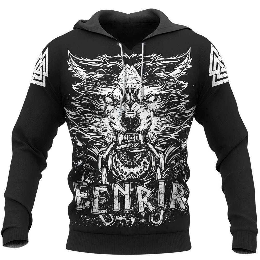 FENRIR VEGVISIR Viking Hoodie For Men Women