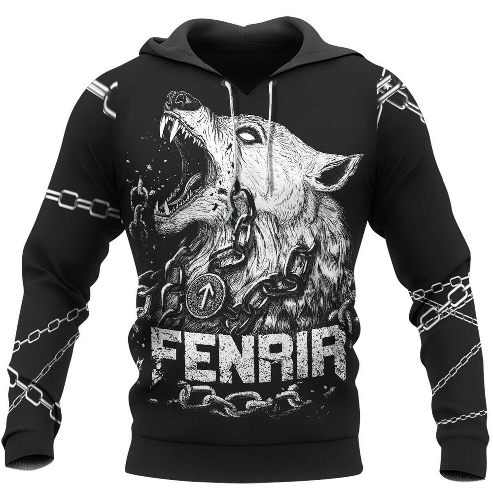 FENRIR IS TIED WITH CHAINS Viking Hoodie For Men Women