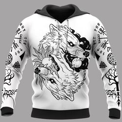 hati and skoll viking hoodie, viking hoodie for men women