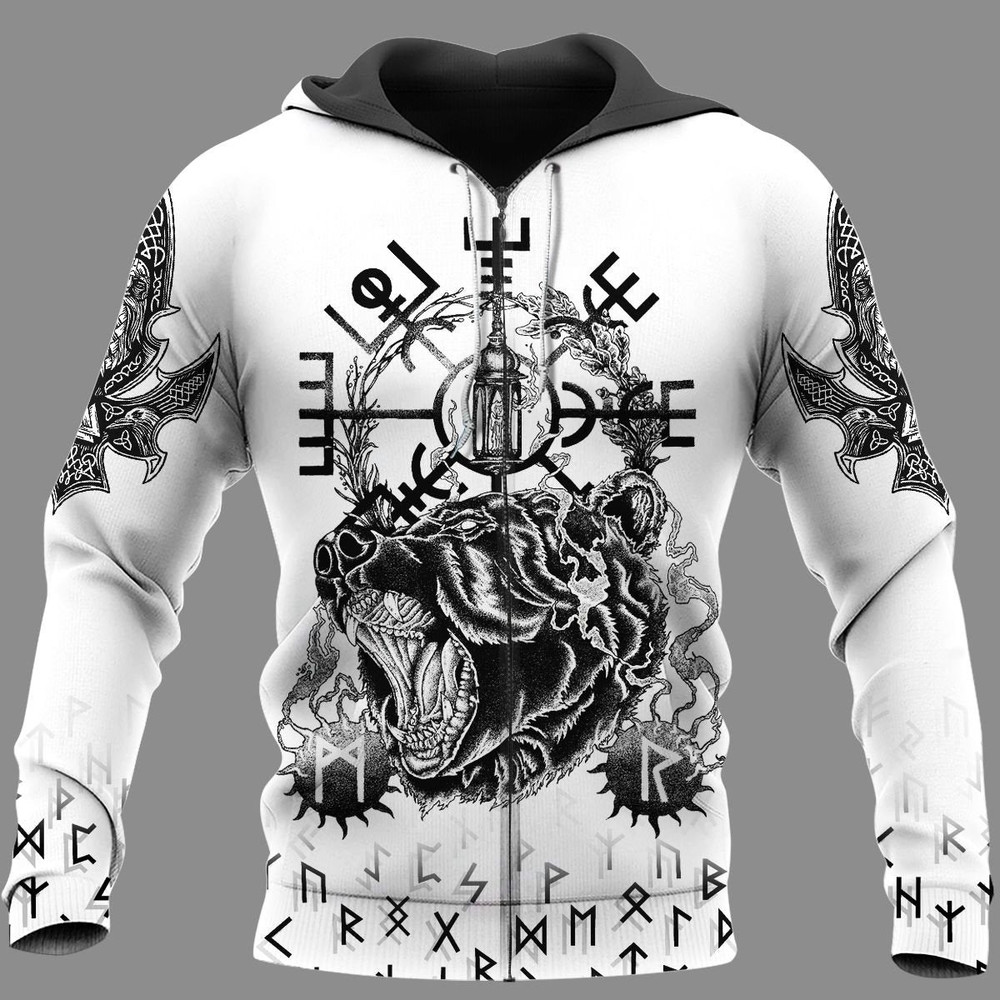 VEGVISIR BEAR Viking Hoodie For Men Women