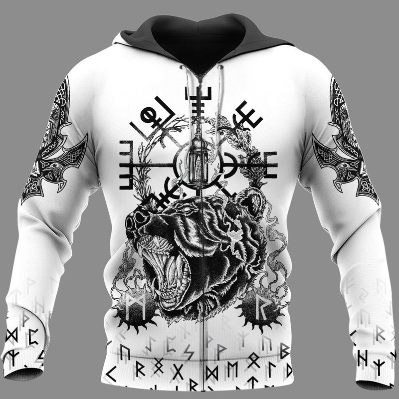 VEGVISIR BEAR Viking Hoodie For Men Women