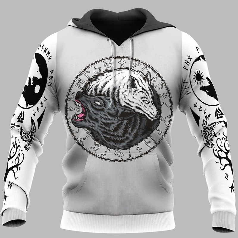 YIN YANG WOLF Hoodie Viking Hoodie For Men Women