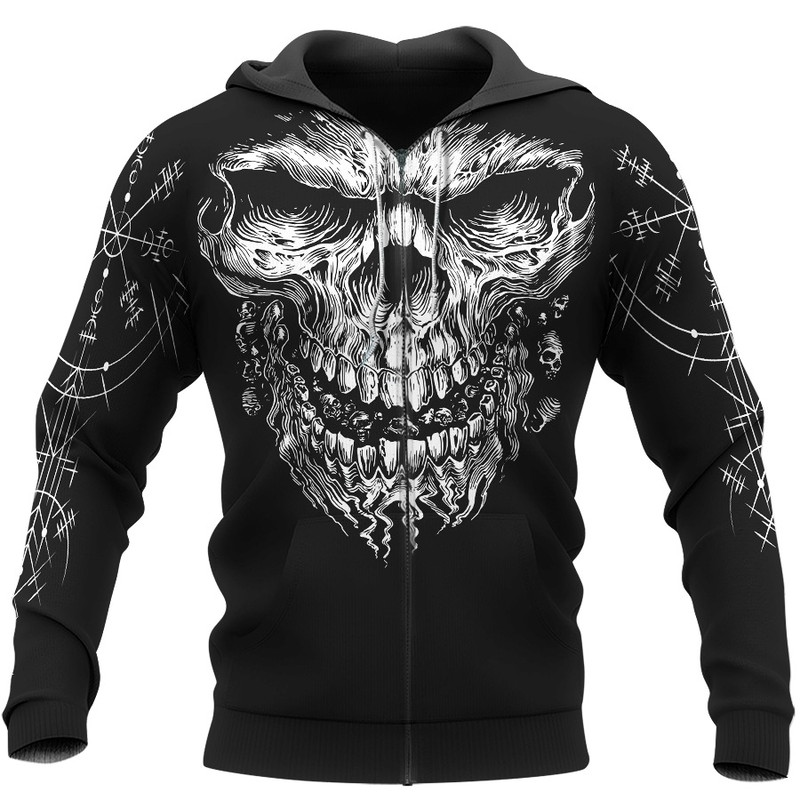 VIKING SKULL VEGVISIR Hoodie Viking Hoodie For Men Women