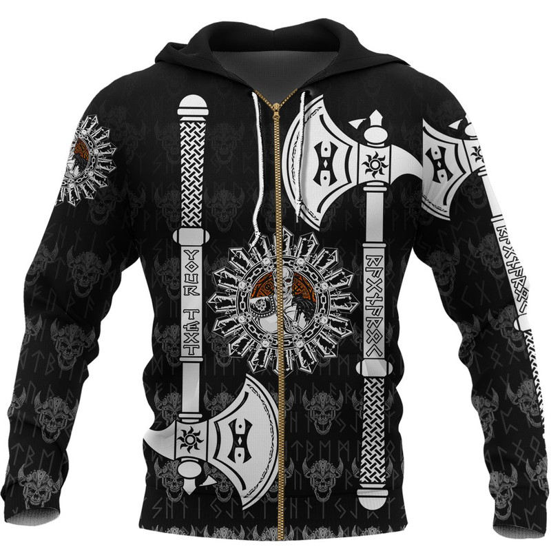 Hoodie Skull Warrior Dead Hero with Hammer Viking Hoodie For Men Women