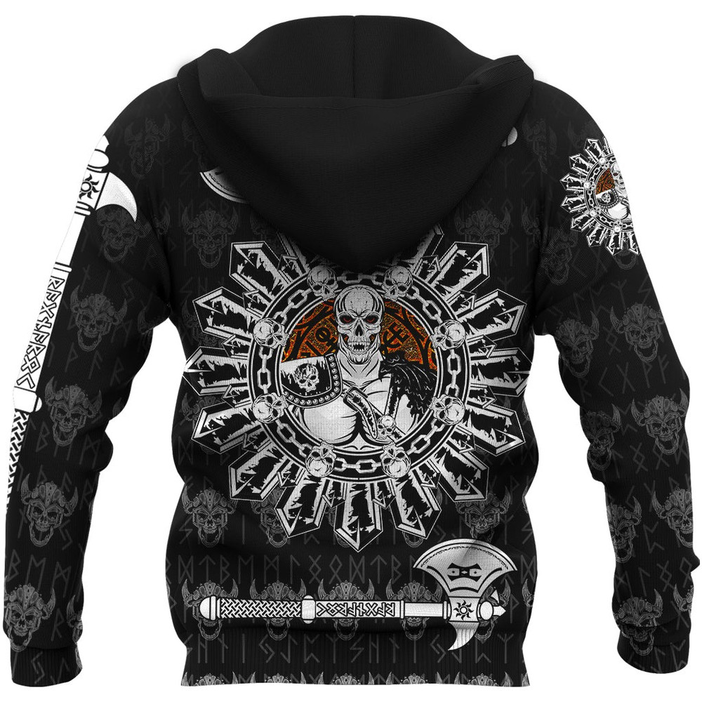 Zip Hoodie Skull Warrior Dead Hero with Hammer Viking Hoodie For Men Women