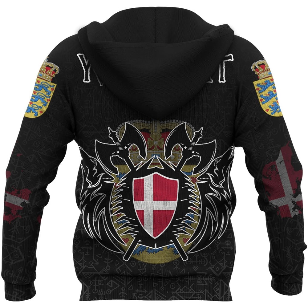 Denmark Flag and Map Zip Hoodiestyle Viking Geri Freki Viking Hoodie For Men Women