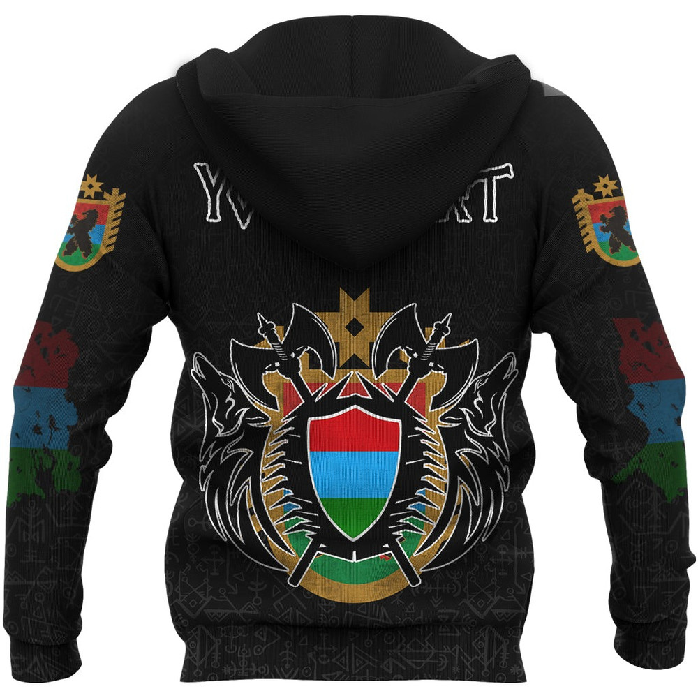 Karelia Flag and Map Zip Hoodie style Viking Geri  Freki Viking Hoodie For Men Women