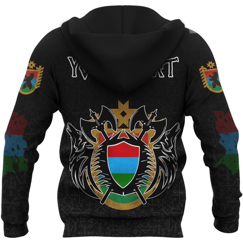 Karelia Flag and Map Zip Hoodie style Viking Geri  Freki Viking Hoodie For Men Women