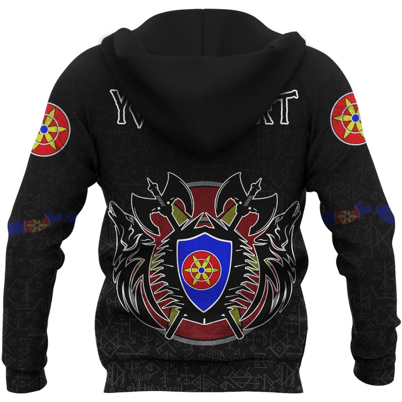 Kven Flag and Map Hoodie style Viking Geri  Freki Viking Hoodie For Men Women