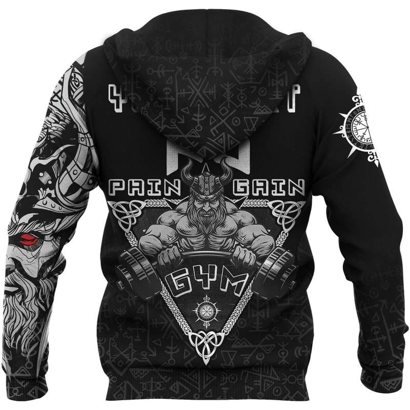 Viking Gym Vegvisir Style No Pain No Gain Viking Hoodie For Men Women 1