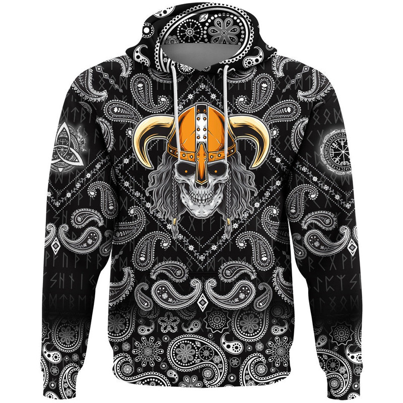Bearded Viking with Bandana Paisley Style Viking Hoodie For Men Women