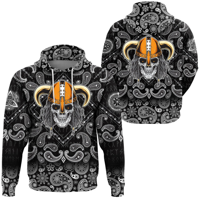 Bearded Viking with Bandana Paisley Style Viking Hoodie For Men Women