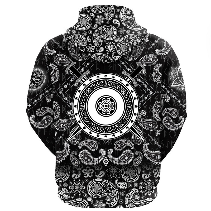 Board Of With Crossed Swords with Bandana Paisley Style Viking Hoodie For Men Women
