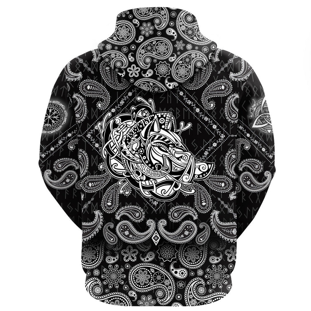 Celtic Boar with Bandana Paisley Style Viking Hoodie For Men Women