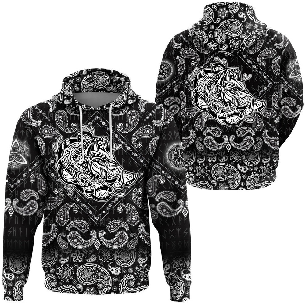 Celtic Boar with Bandana Paisley Style Viking Hoodie For Men Women