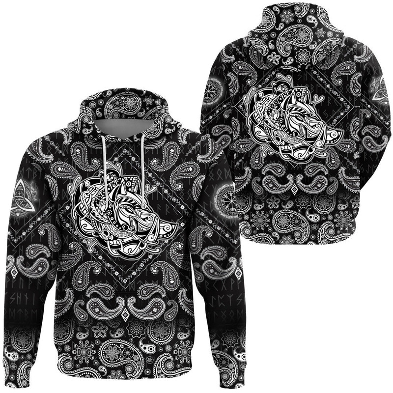 Celtic Boar with Bandana Paisley Style Viking Hoodie For Men Women