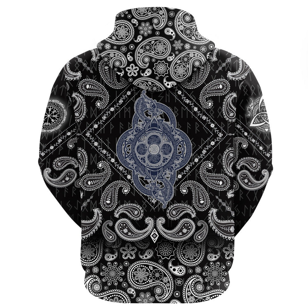 Celtic Dragon Tattoo And Symbol Of Force Dream Magic with Bandana Paisley Style Viking Hoodie For M