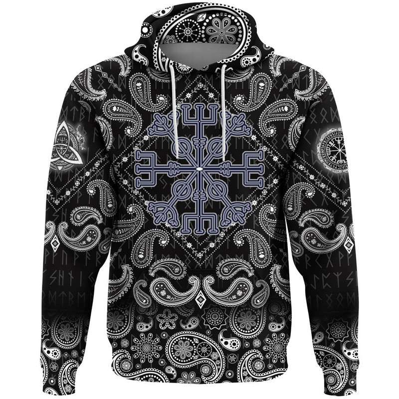 Celtic Helm Of Awe Aegishjalmur with Bandana Paisley Style Viking Hoodie For Men Women
