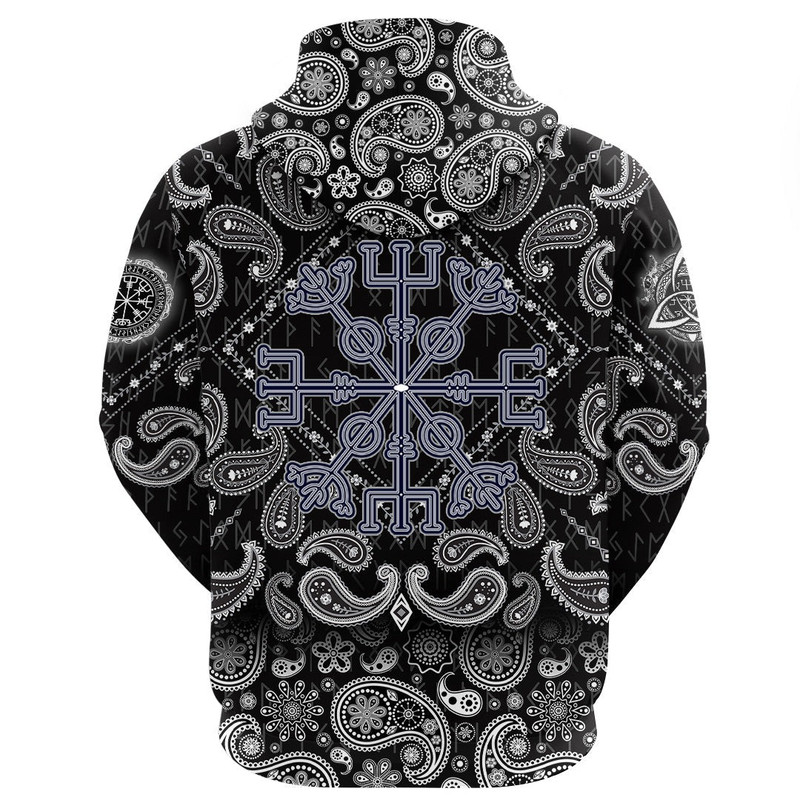 Celtic Helm Of Awe Aegishjalmur with Bandana Paisley Style Viking Hoodie For Men Women