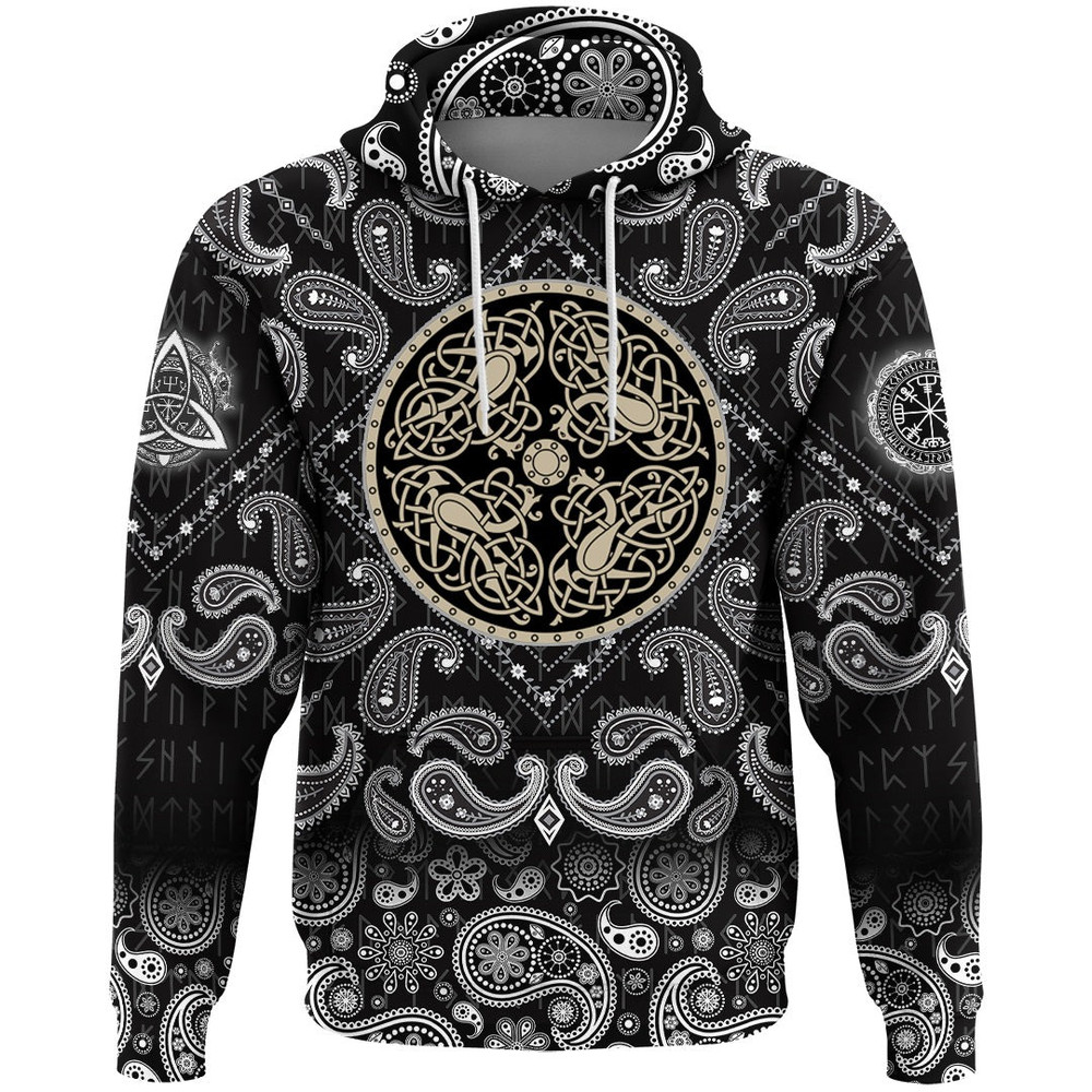 Celtic Knot with Bandana Paisley Style Viking Hoodie For Men Women