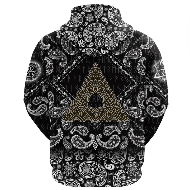 Celtic Knot Triangle with Bandana Paisley Style Viking Hoodie For Men Women