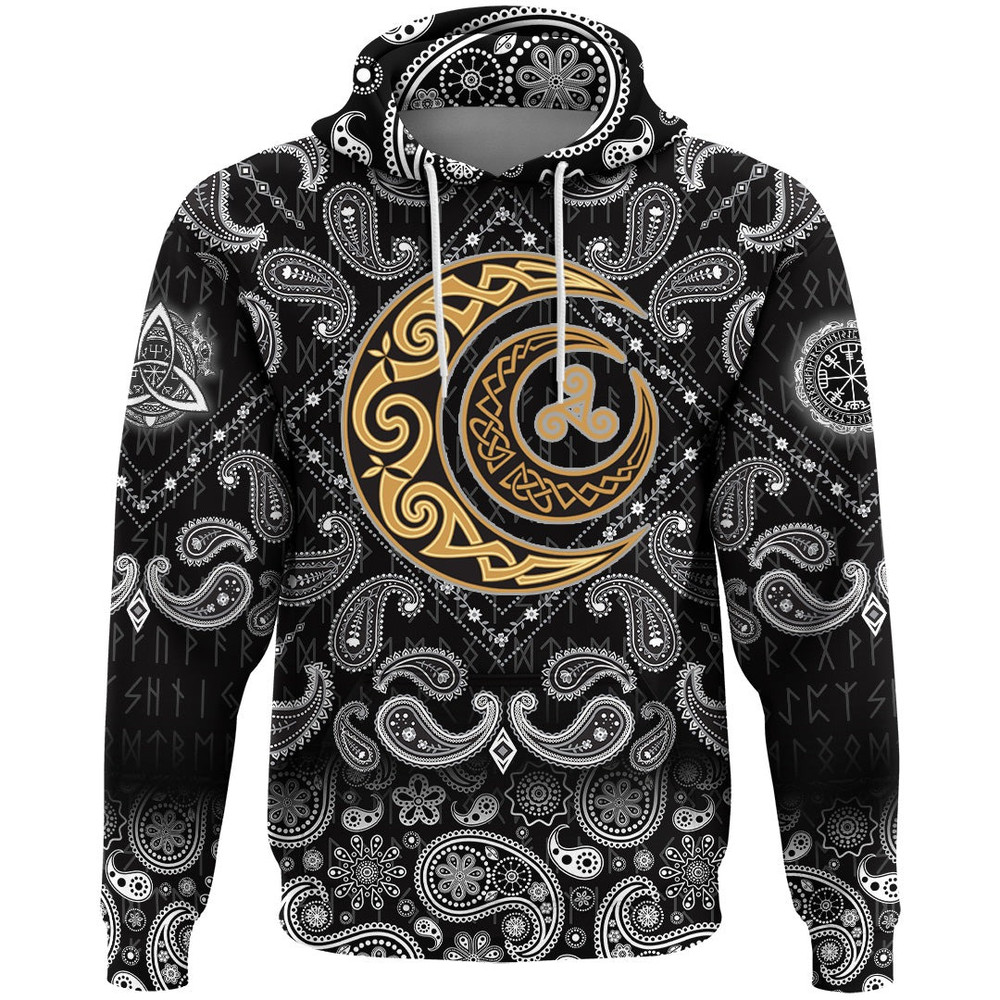 Celtic Moons with Bandana Paisley Style Viking Hoodie For Men Women