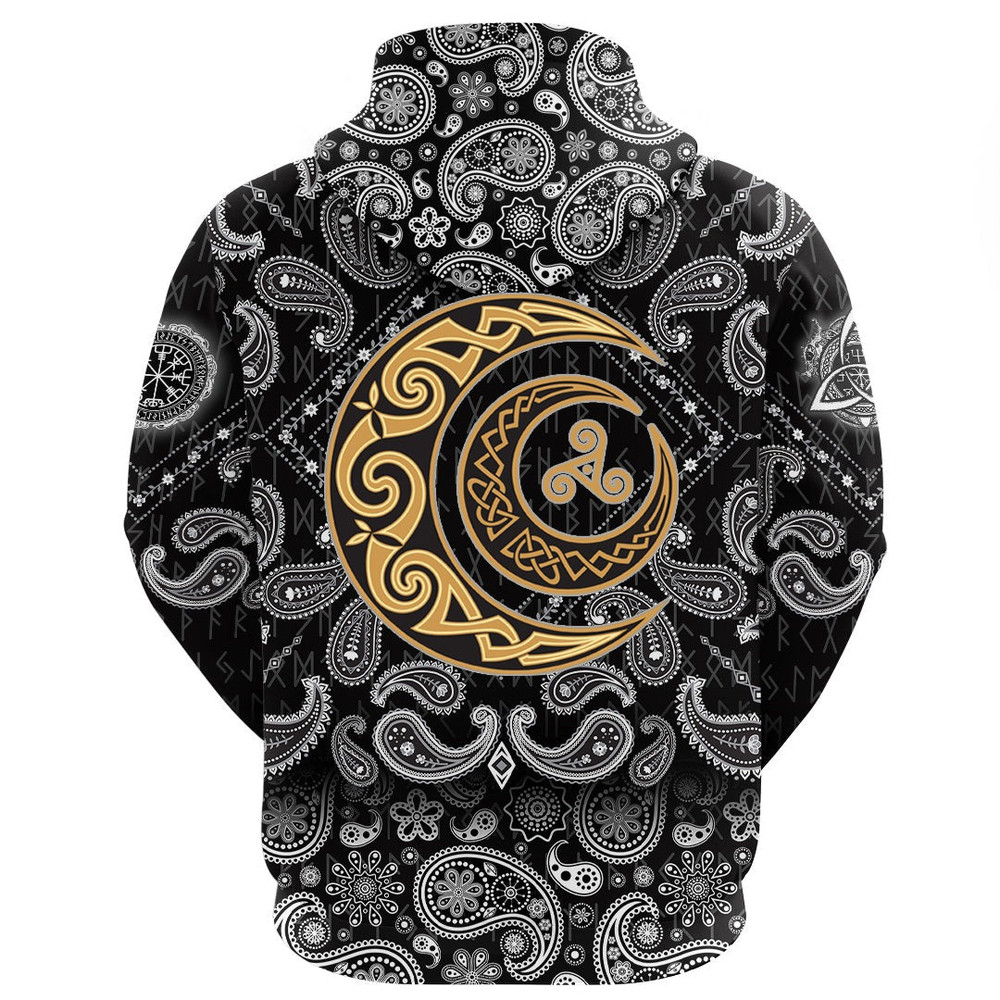 Celtic Moons with Bandana Paisley Style Viking Hoodie For Men Women
