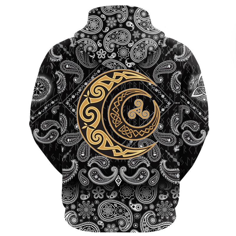 Celtic Moons with Bandana Paisley Style Viking Hoodie For Men Women
