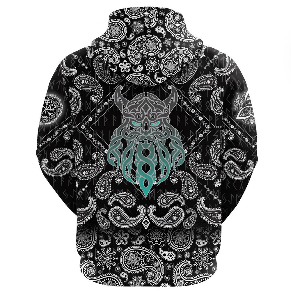 Celtic Tangle Face with Bandana Paisley Style Viking Hoodie For Men Women