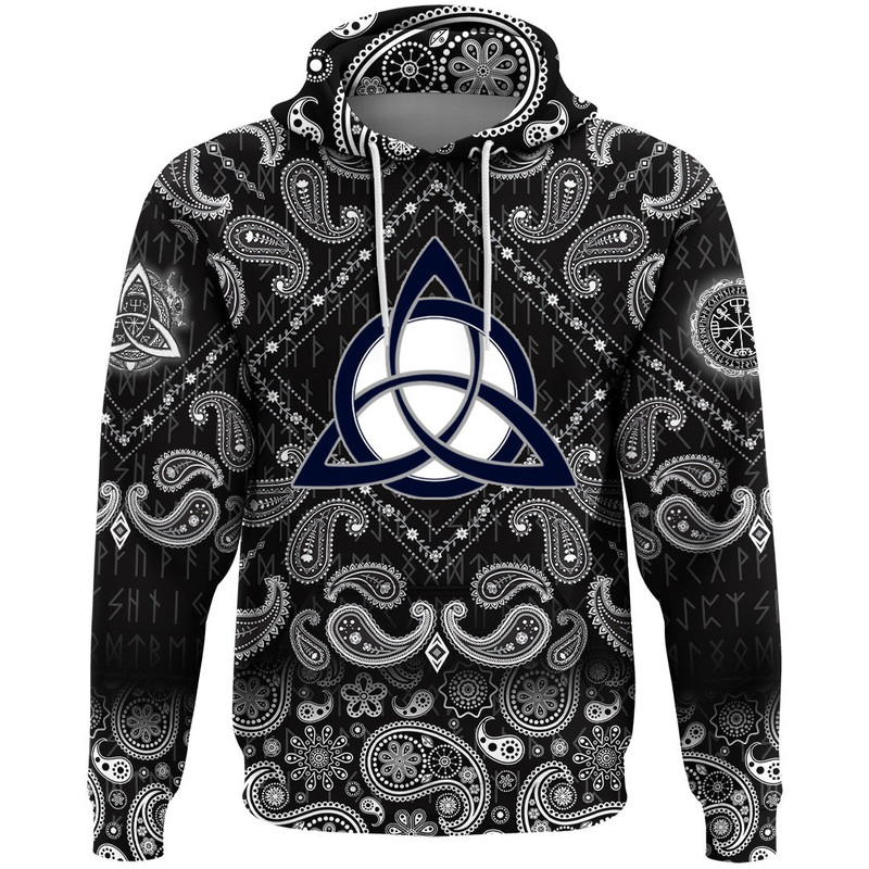 Celtic Trinity Knot with Bandana Paisley Style Viking Hoodie For Men Women