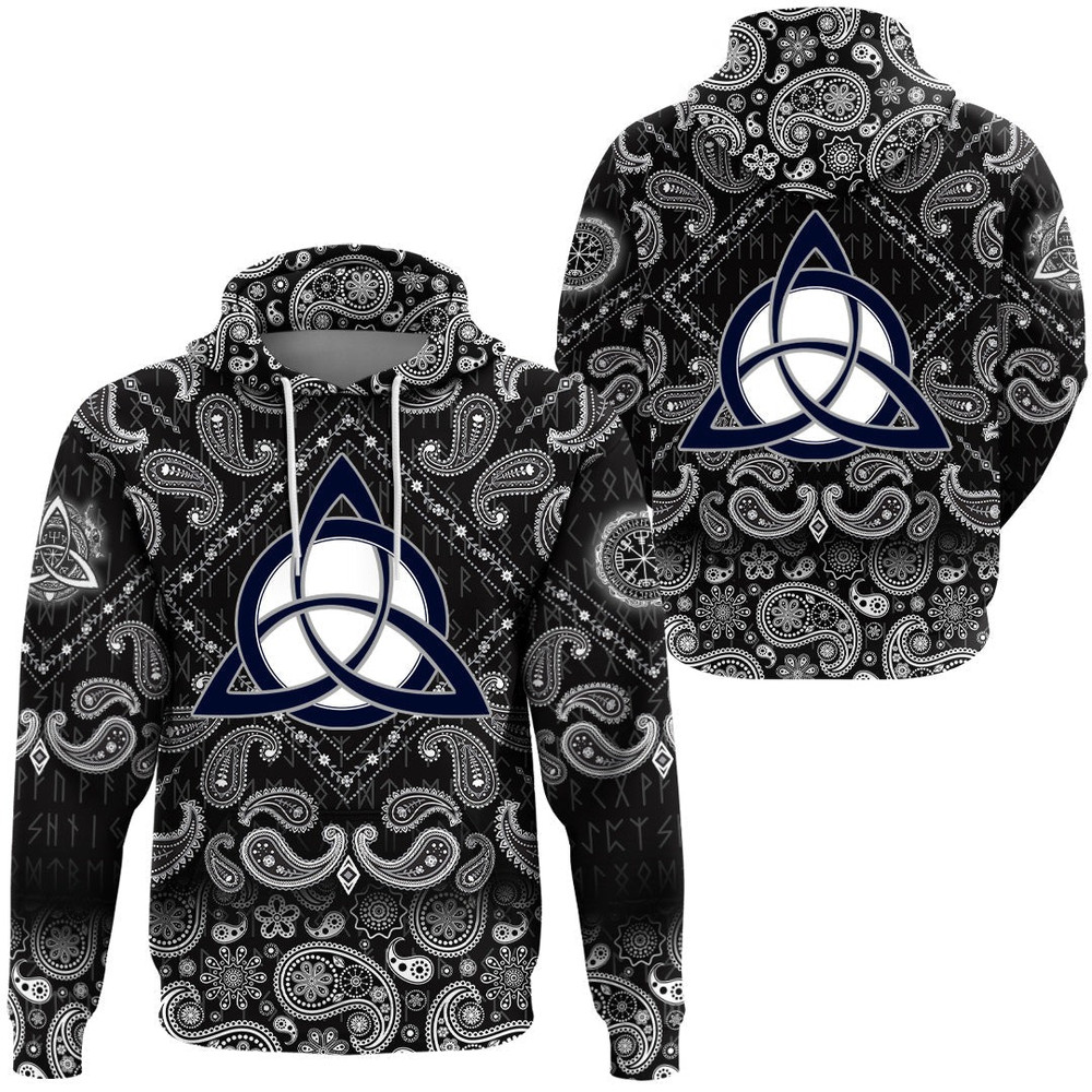 Celtic Trinity Knot with Bandana Paisley Style Viking Hoodie For Men Women