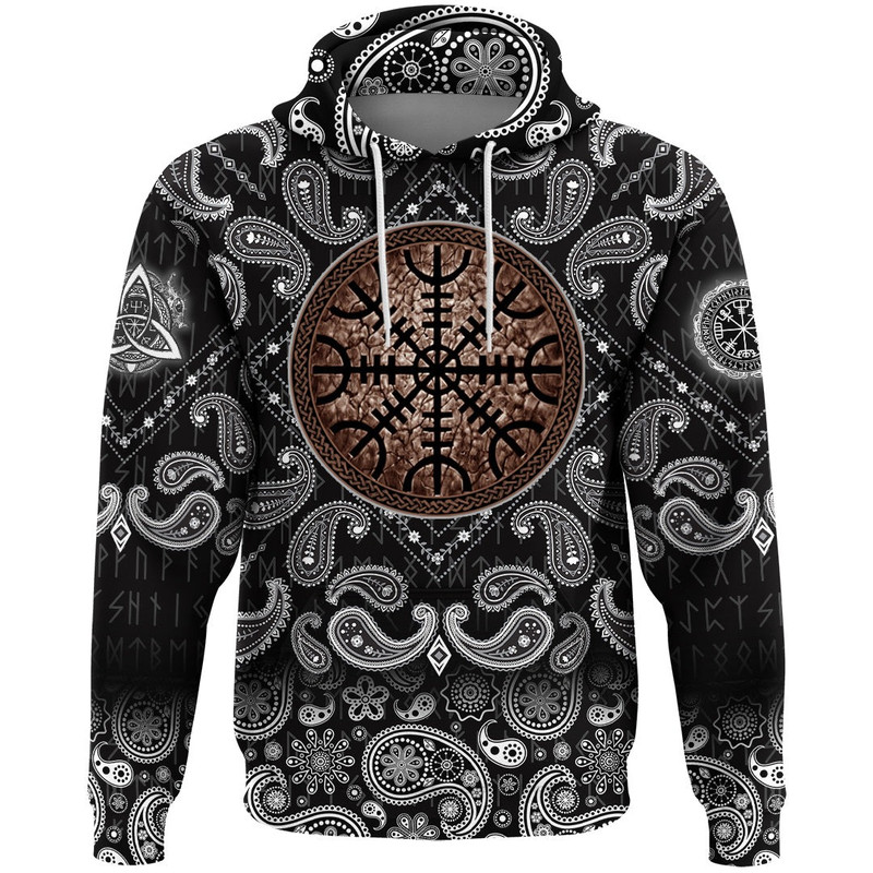 Compass with Bandana Paisley Style Viking Hoodie For Men Women