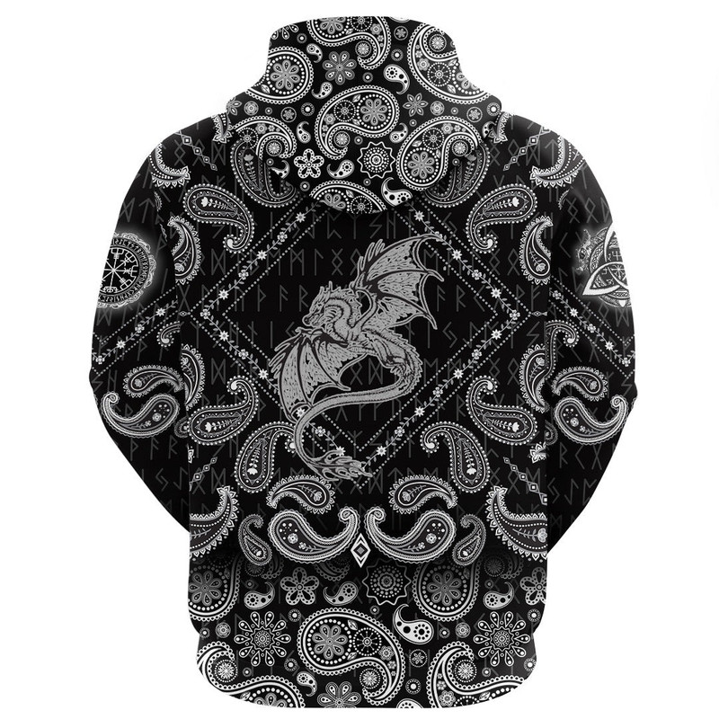 Dragon with Bandana Paisley Style Viking Hoodie For Men Women