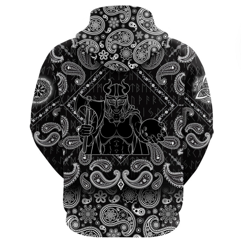 Female Warrior with Bandana Paisley Style Viking Hoodie For Men Women
