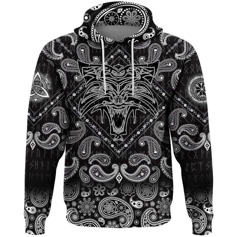 Fenrir with Bandana Paisley Style Viking Hoodie For Men Women