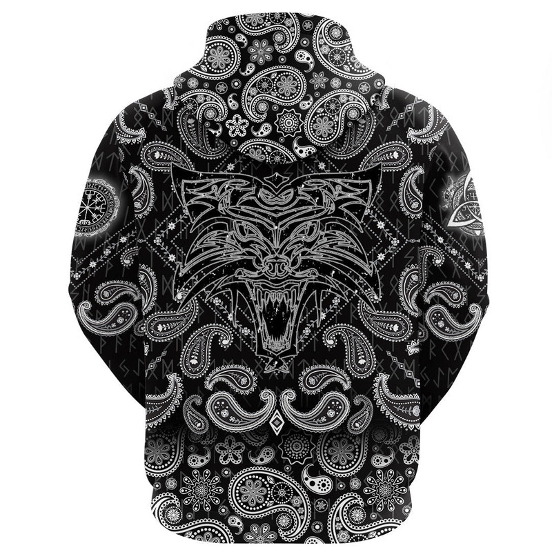 Fenrir with Bandana Paisley Style Viking Hoodie For Men Women