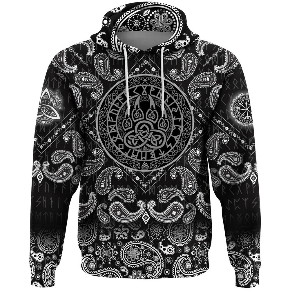 Fenrirs Paw with Bandana Paisley Style Viking Hoodie For Men Women