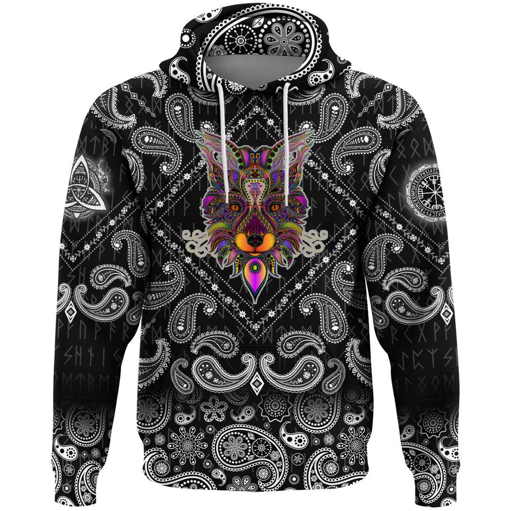 Fox with Bandana Paisley Style Viking Hoodie For Men Women