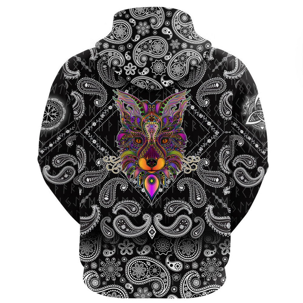 Fox with Bandana Paisley Style Viking Hoodie For Men Women