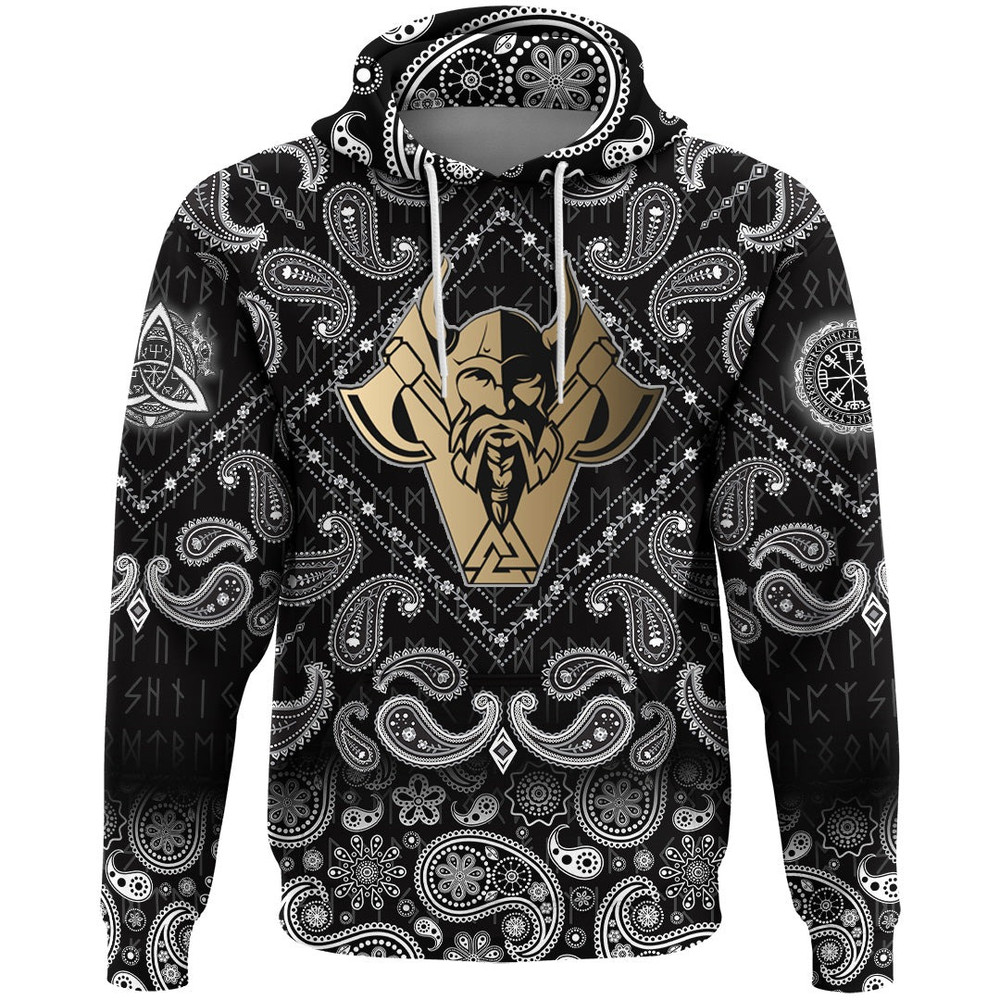 Golden Odin with Bandana Paisley Style Viking Hoodie For Men Women