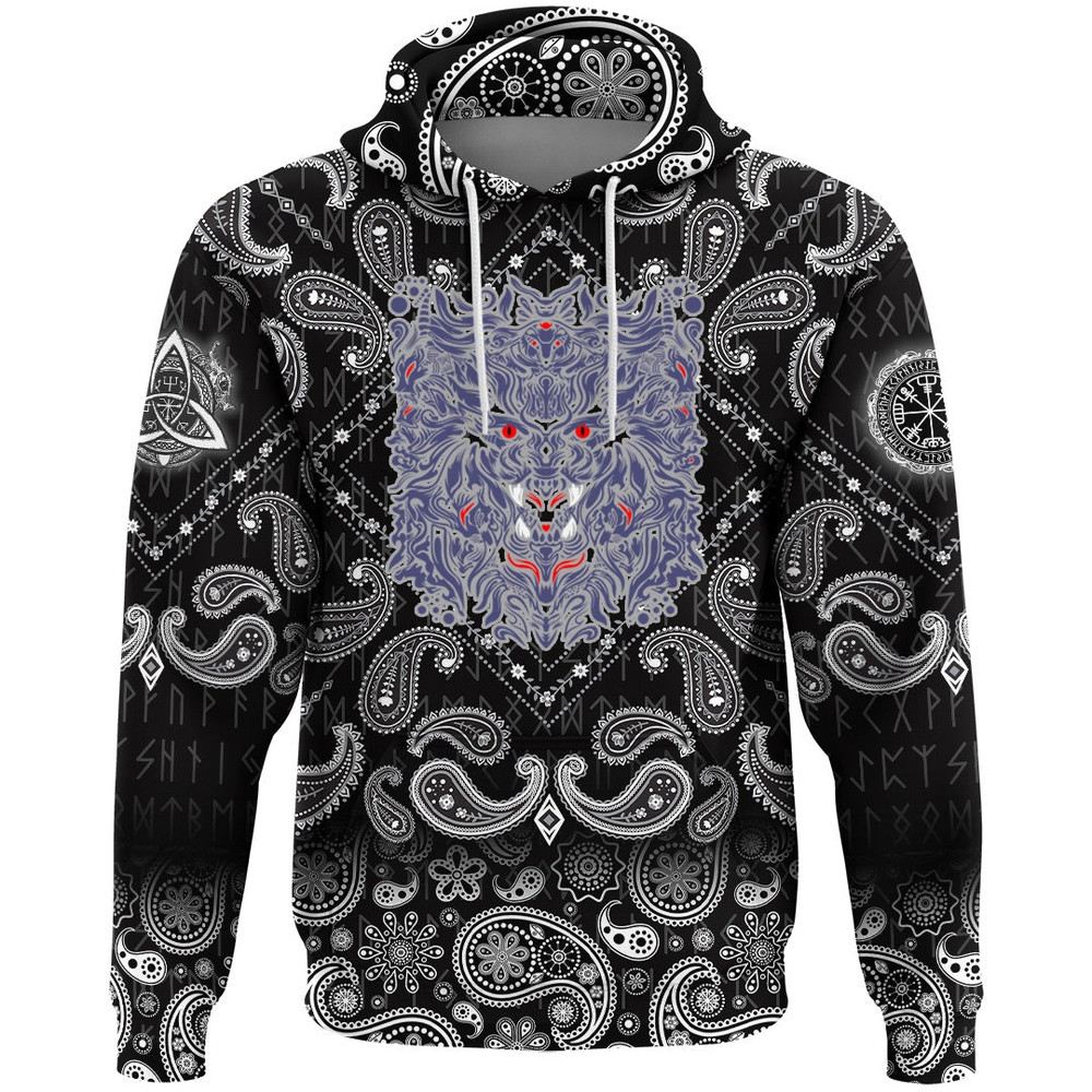 Graphic Of Art with Bandana Paisley Style Viking Hoodie For Men Women