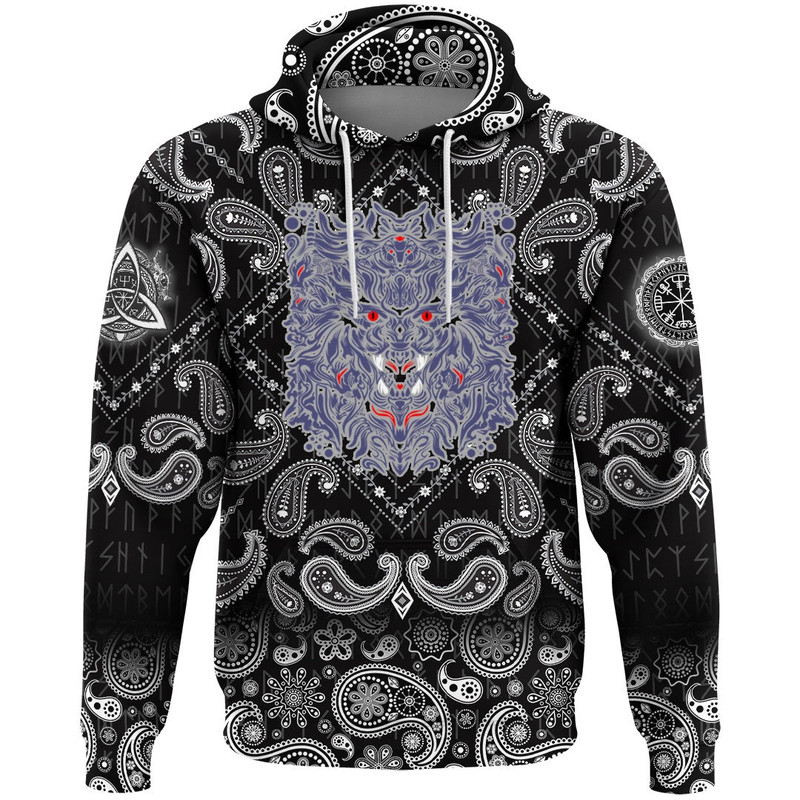 Graphic Of Art with Bandana Paisley Style Viking Hoodie For Men Women
