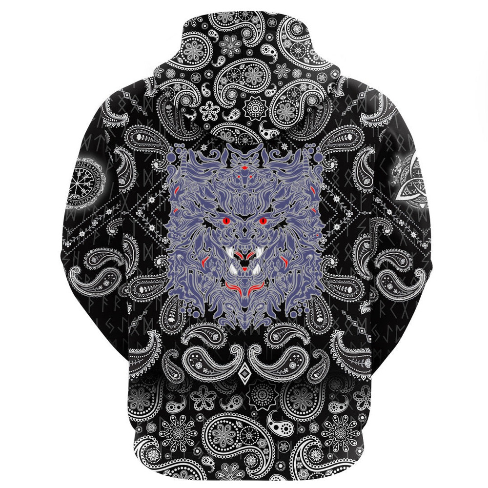 Graphic Of Art with Bandana Paisley Style Viking Hoodie For Men Women