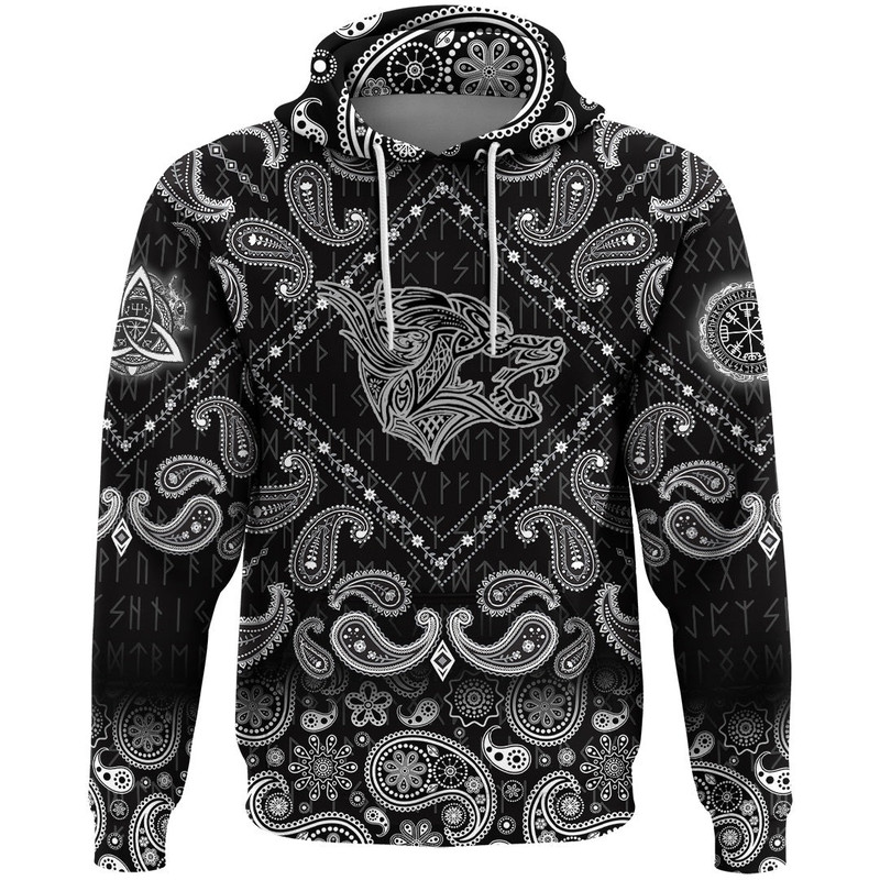 Haiti Pattern Style with Bandana Paisley Style Viking Hoodie For Men Women