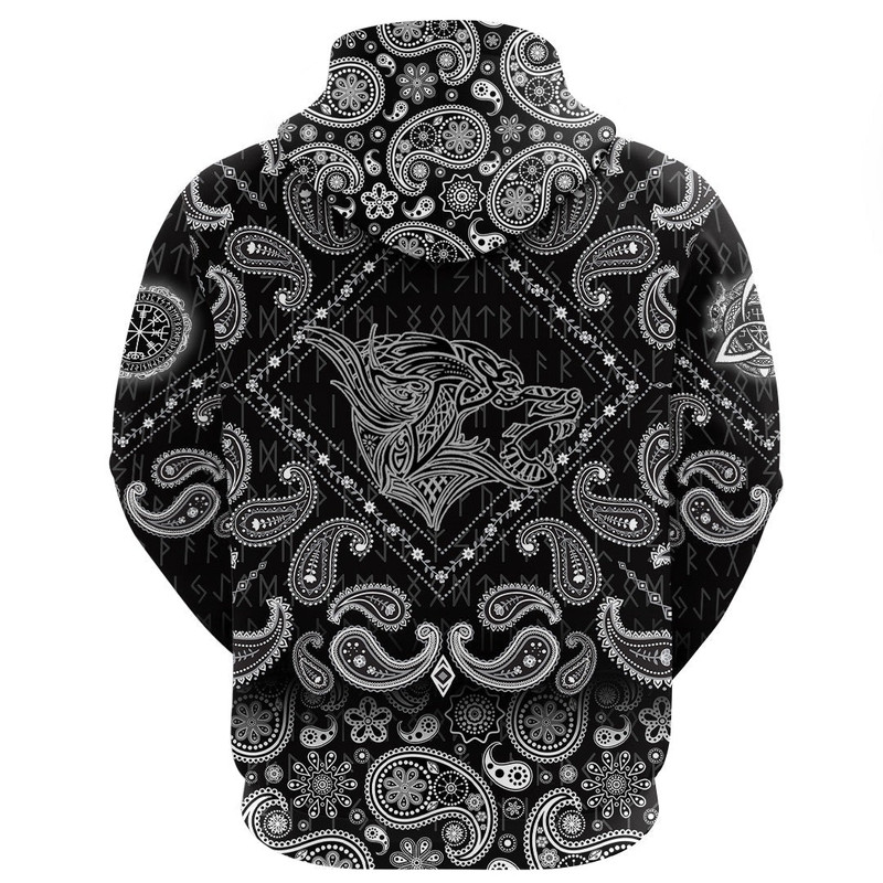 Haiti Pattern Style with Bandana Paisley Style Viking Hoodie For Men Women
