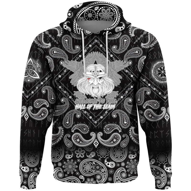 Hall Of Slain with Bandana Paisley Style Viking Hoodie For Men Women