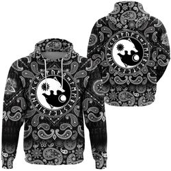 hati and skoll sun and moon with bandana paisley style, viking hoodie for men women