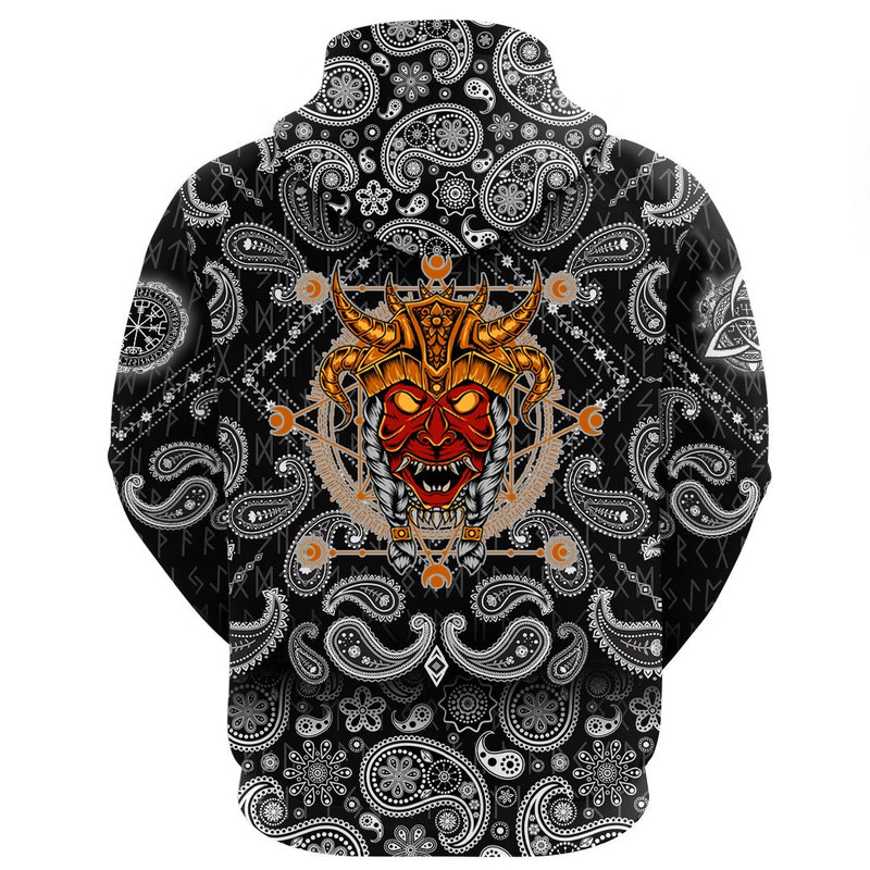 Head with Bandana Paisley Style Viking Hoodie For Men Women