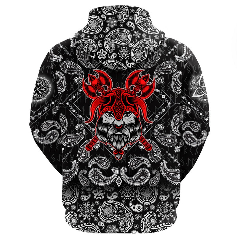 Head On Black with Bandana Paisley Style Viking Hoodie For Men Women